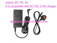 SAMSUNG 14030GPCN laptop ac adapter replacement (Input: AC 100-240V, Output: DC 14V, 2.14A; Power: 30W)